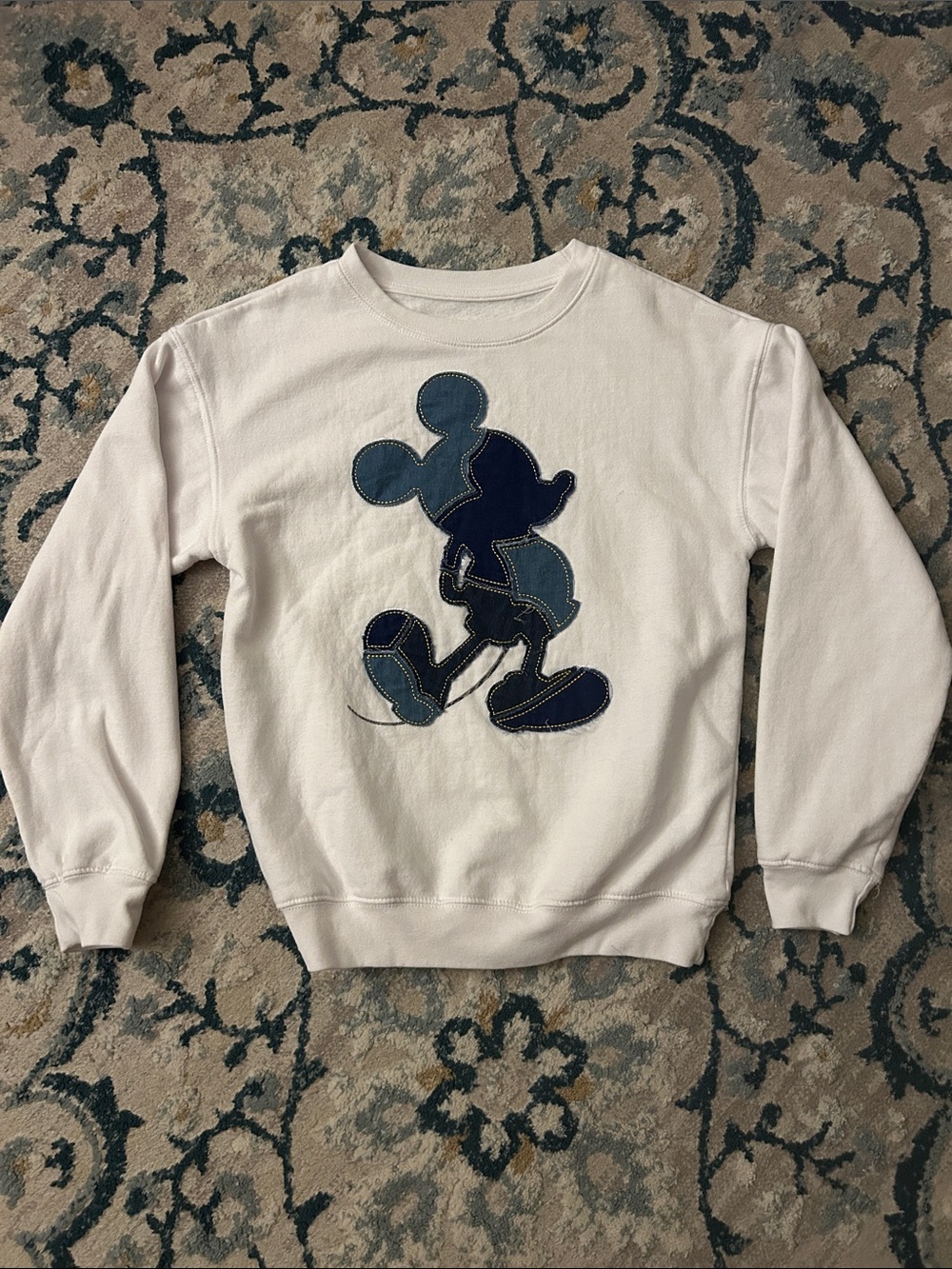 Mickey Mouse Crewneck Sweatshirt with Denim Patchwork